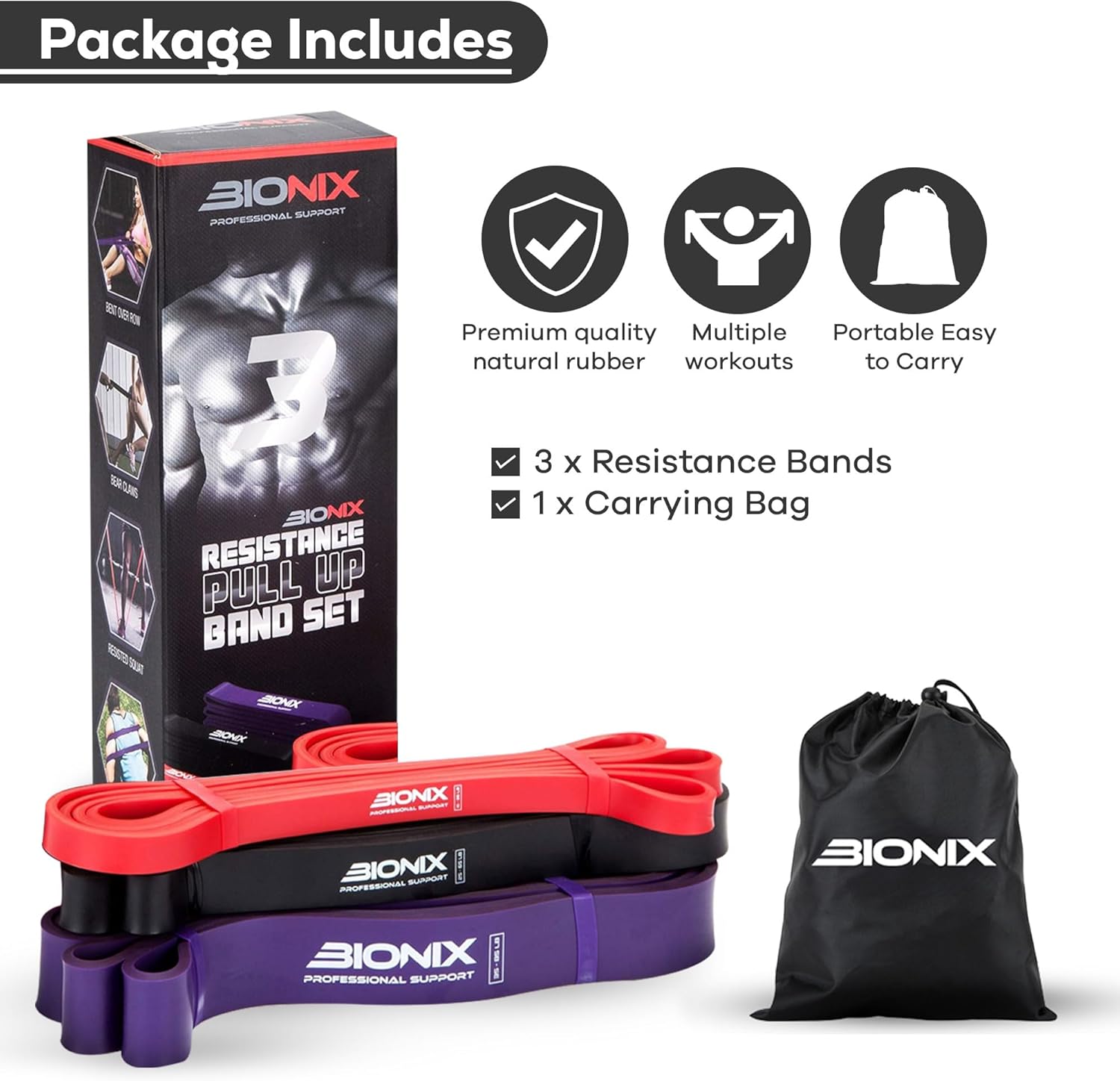 Resistance Band Pull-Up Set Package Includes