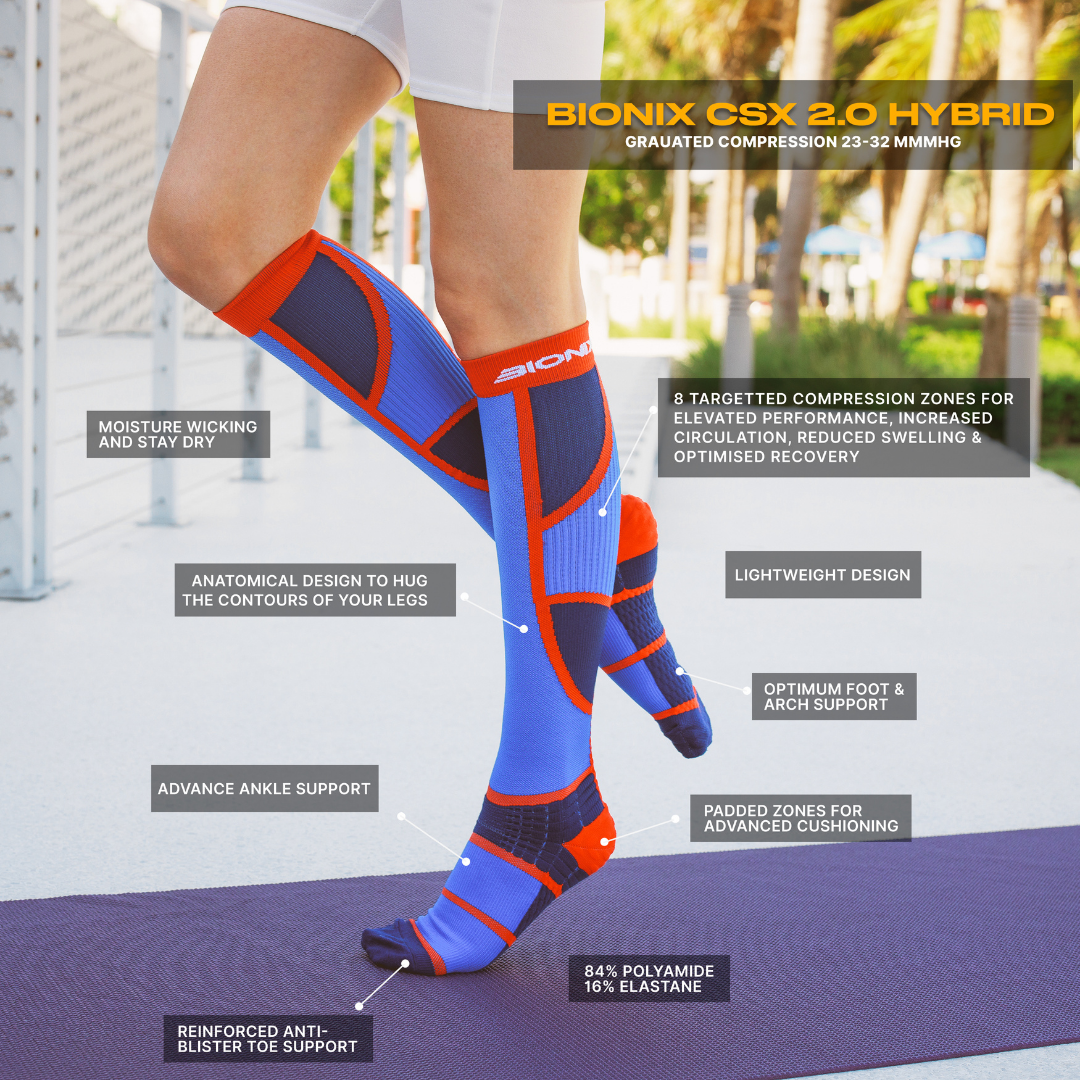 Bionix Compression Socks CSX 2.0 Hybrid Lapis Bionix CSX 2.0 Hybrid Details.