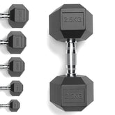 Rubber Encased Cast Iron Hex Dumbbells 2.5KG Main IMG.