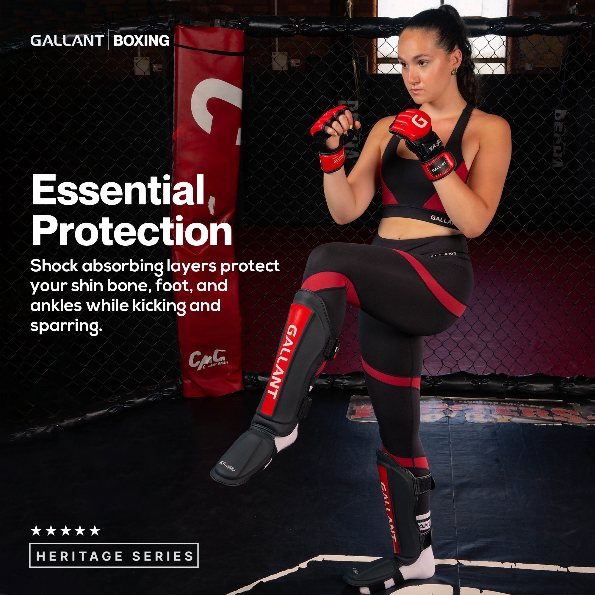 Gallant Heritage Muay Thai Shin Guards Essential Protection.