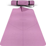 TPE Yoga Mat Non-Slip Alignment Lines Designee with Carry Straps Purple Pink Main IMG