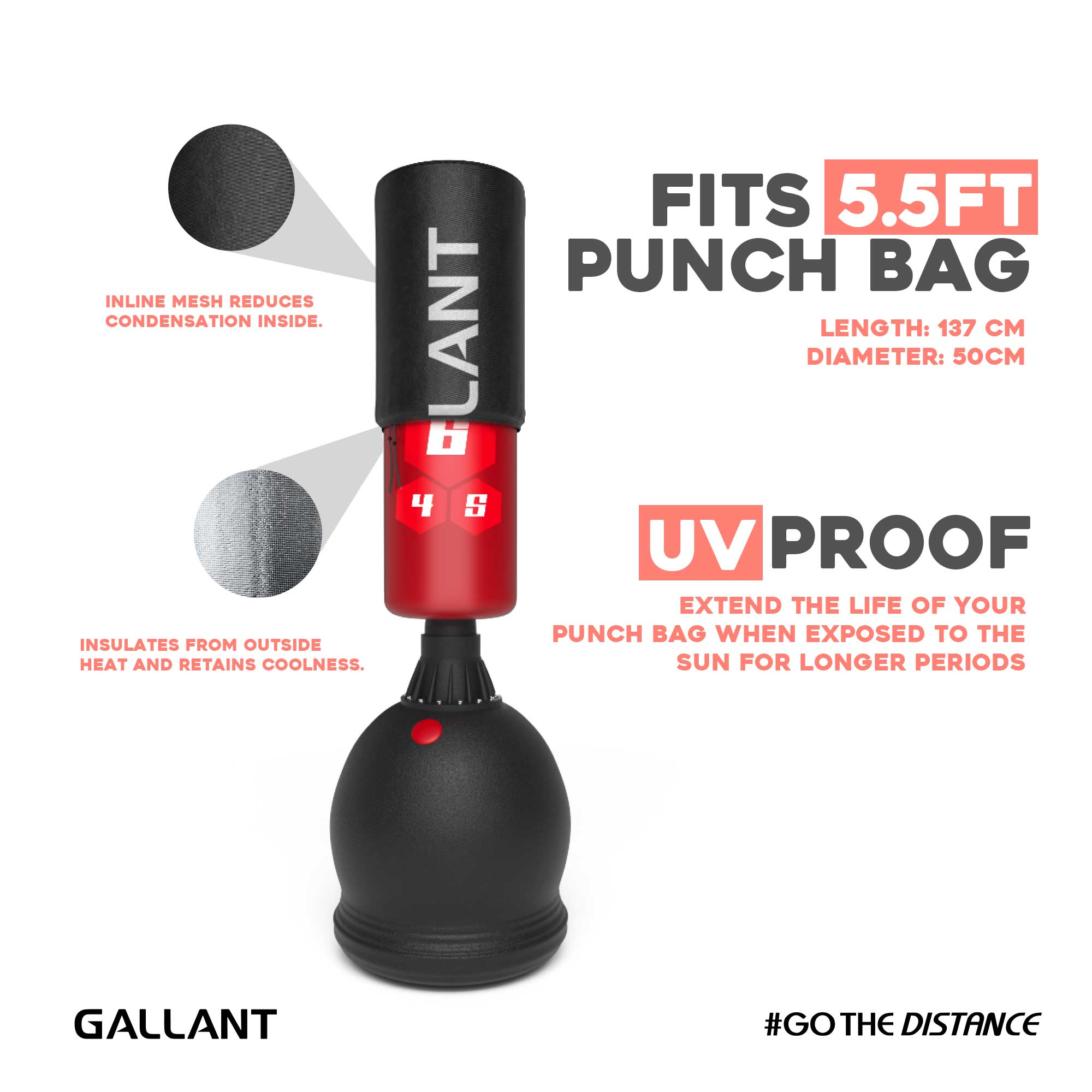 5.5ft Free Standing Punch Bag Boxing Cover Waterproof Fits 5.5ft Punch Bag UV Proof .