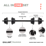 Gallant 20kg Adjustable Dumbbells Weights Set - 2 in 1 All In One Set.