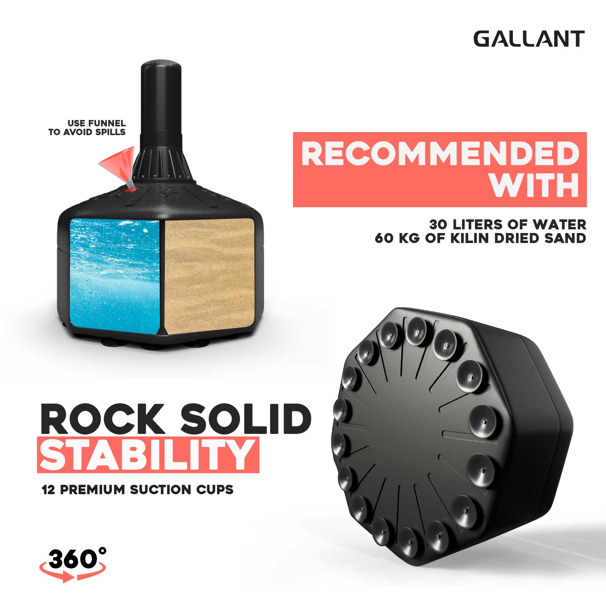 6ft Black Heavy Free-Standing Max360 Punchbag Recommended With Rock Solid Stability .