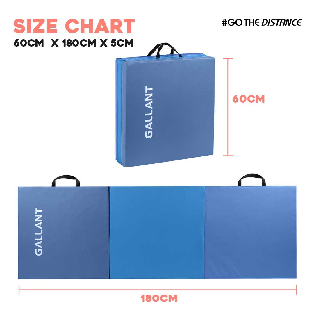Gymnastics Mat Tri Foldable Exercise Workout Mat,Size chart details.